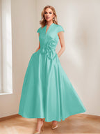 Tina Elise Turquoise back view mother of the bride dress