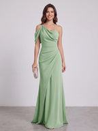 Delphine Sage Green front view bridesmaid dress