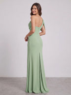 Delphine Sage Green back view bridesmaid dress