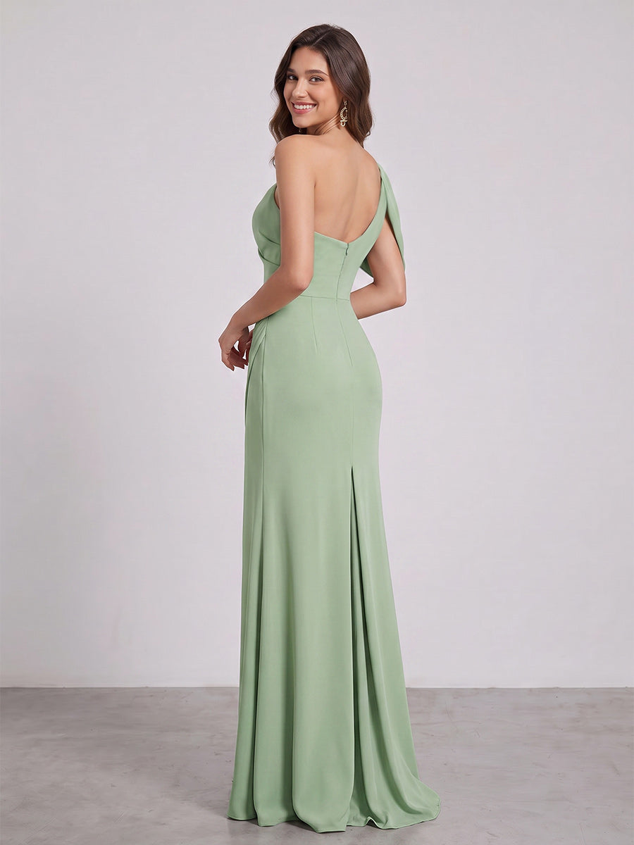 Delphine Sage Green back view bridesmaid dress