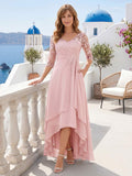 Aurelie rose pink front view mother of the bride dress