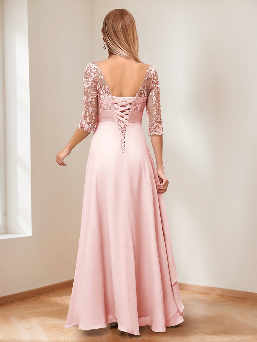 Aurelie rose pink back view mother of the bride dress