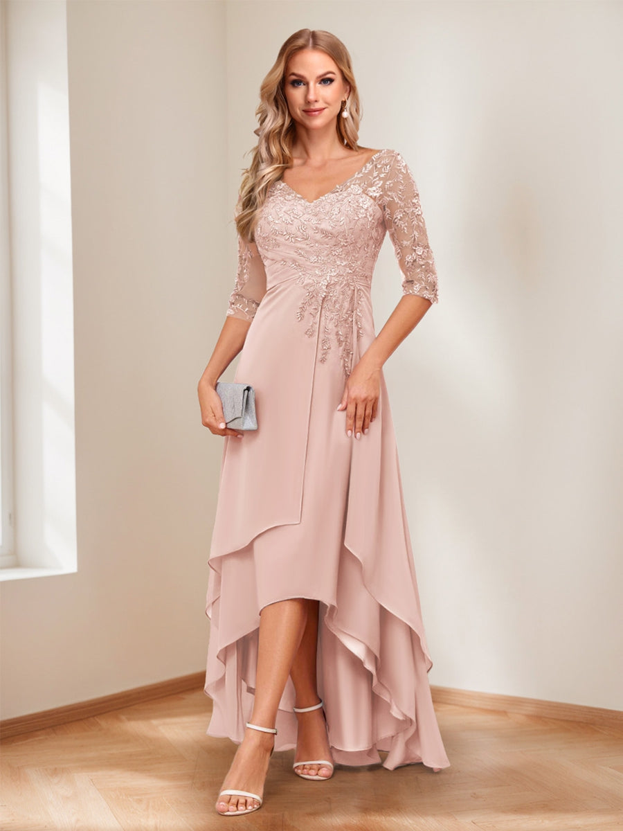 Aurelie blush front view mother of the bride dress