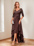 Aurelie brown front view mother of the bride dress