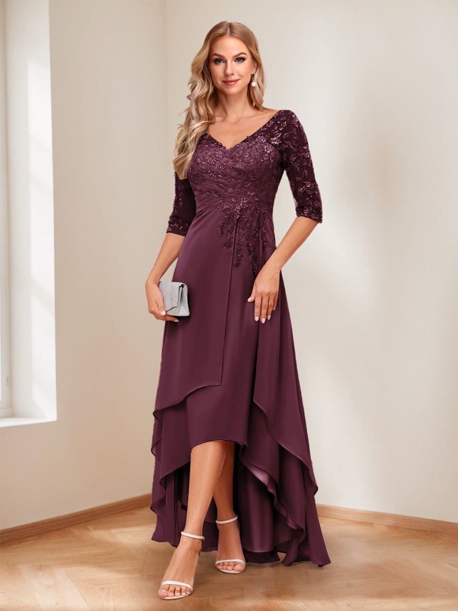 Aurelie burgundy front view mother of the bride dress