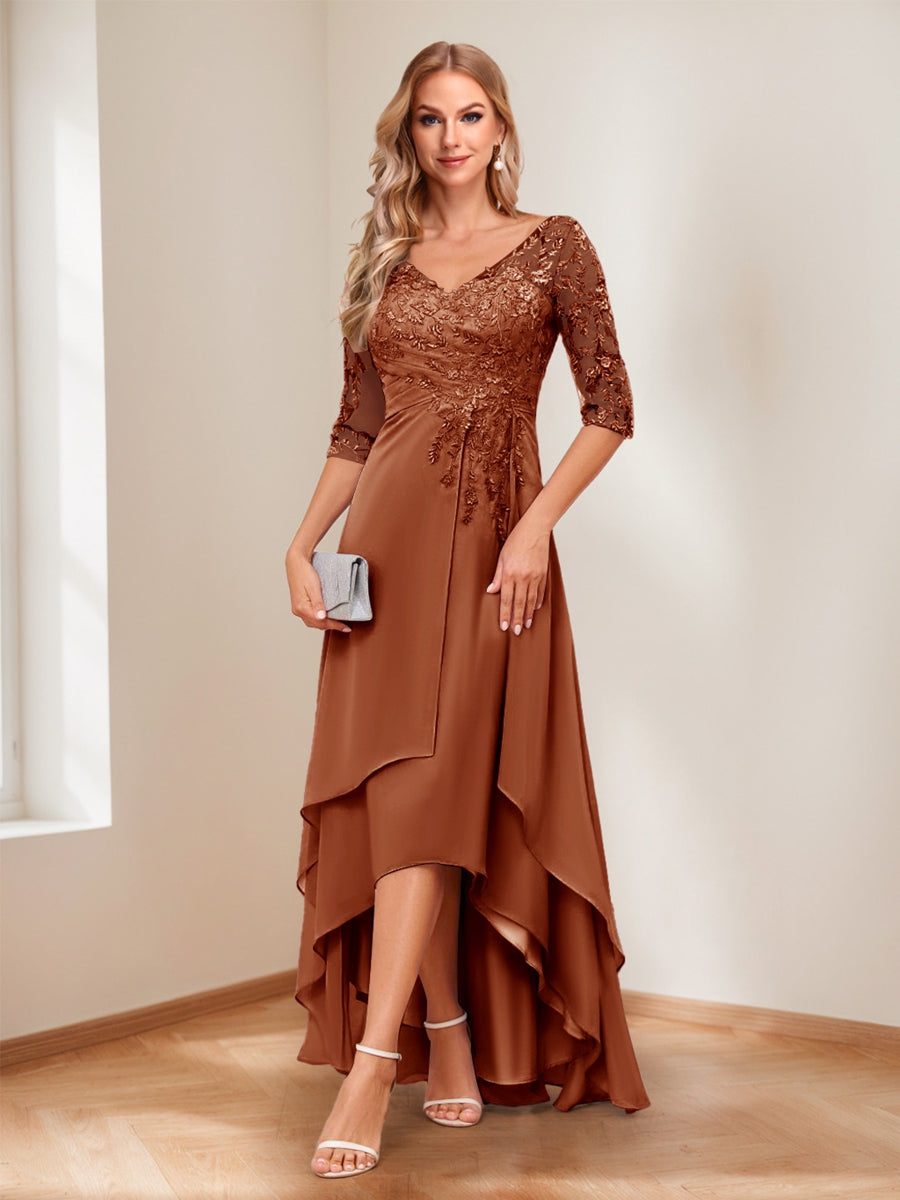 Aurelie burnt orange front view mother of the bride dress