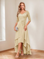 Aurelie champagne front view mother of the bride dress