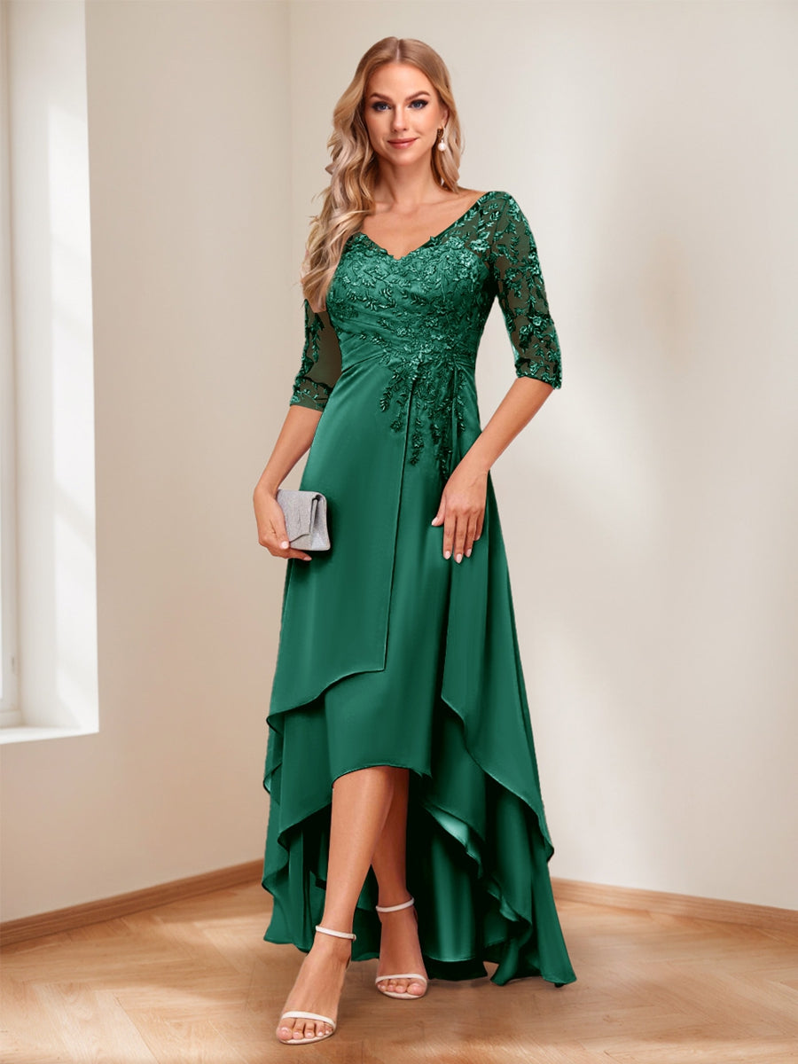 Aurelie hunter green front view mother of the bride dress