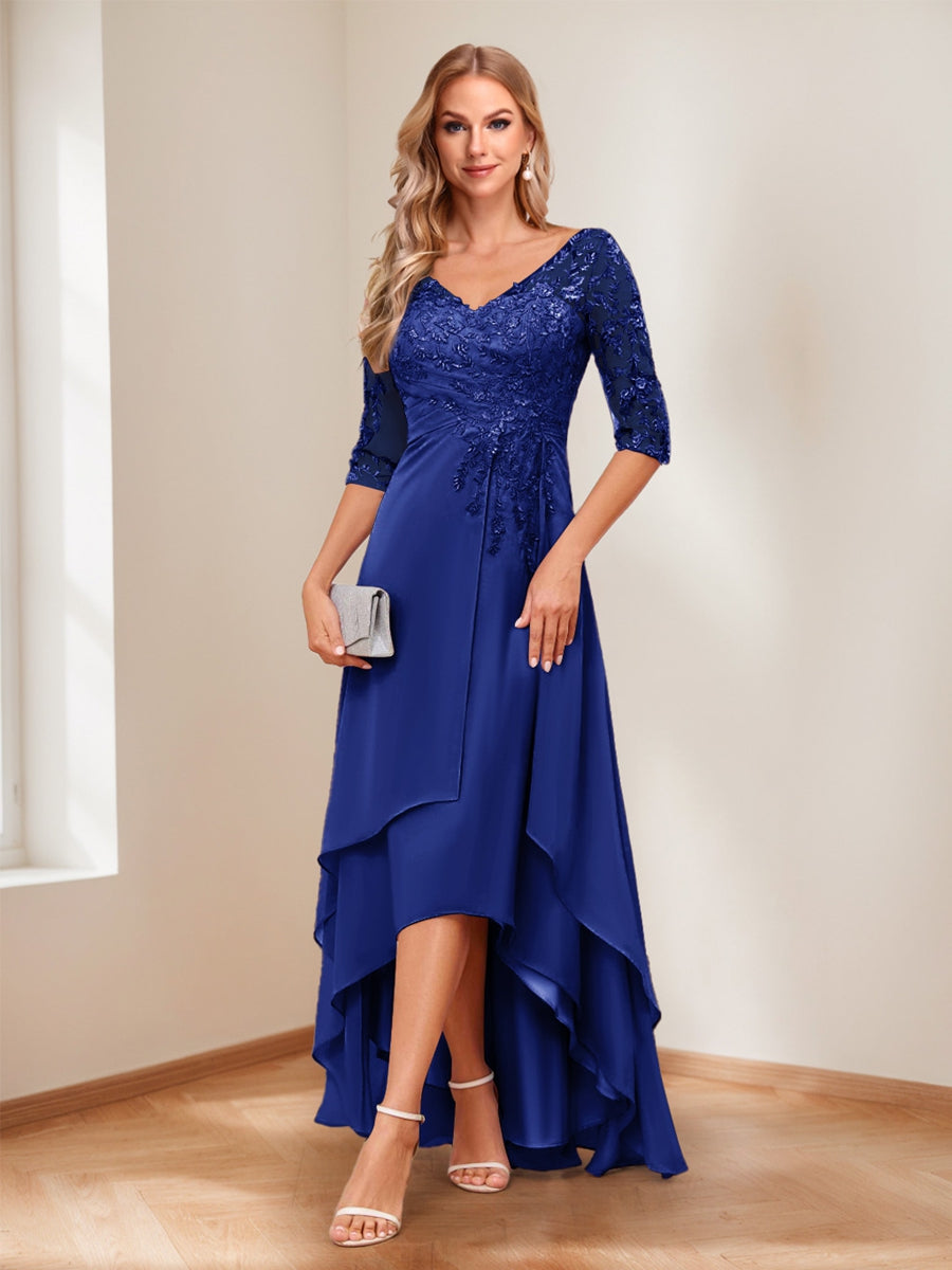 Aurelie royal blue front view mother of the bride dress