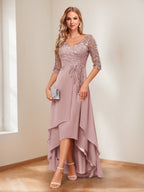 Aurelie dusty rose front view mother of the bride dress