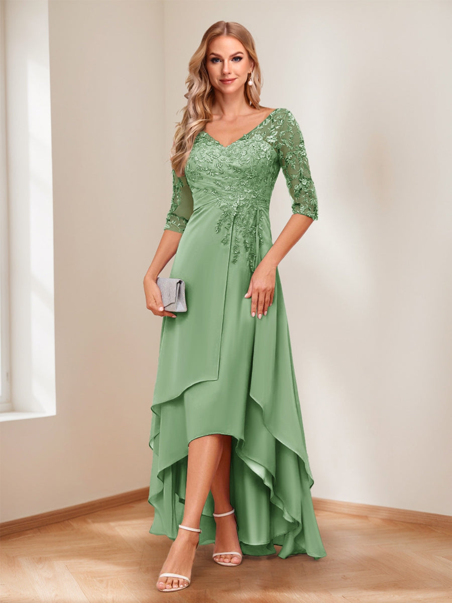 Aurelie sage green front view mother of the bride dress