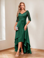 Aurelie emerald front view mother of the bride dress