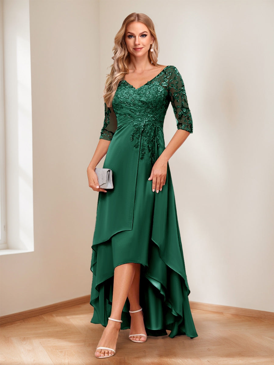 Aurelie emerald front view mother of the bride dress
