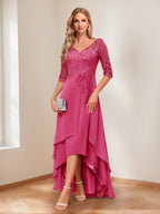 Aurelie fuchsia front view mother of the bride dress