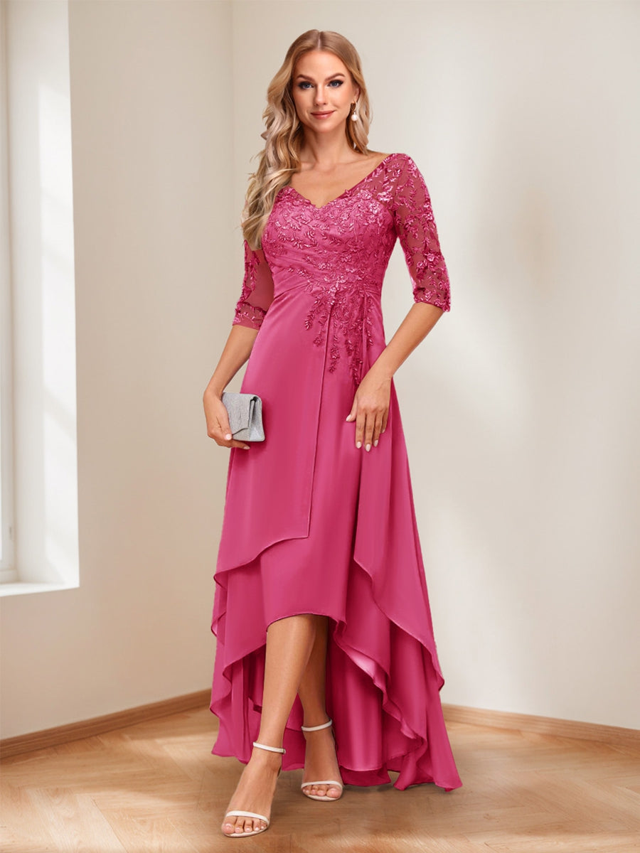 Aurelie fuchsia front view mother of the bride dress