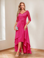 Aurelie hot pink front view mother of the bride dress