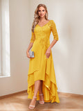 Aurelie gold front view mother of the bride dress