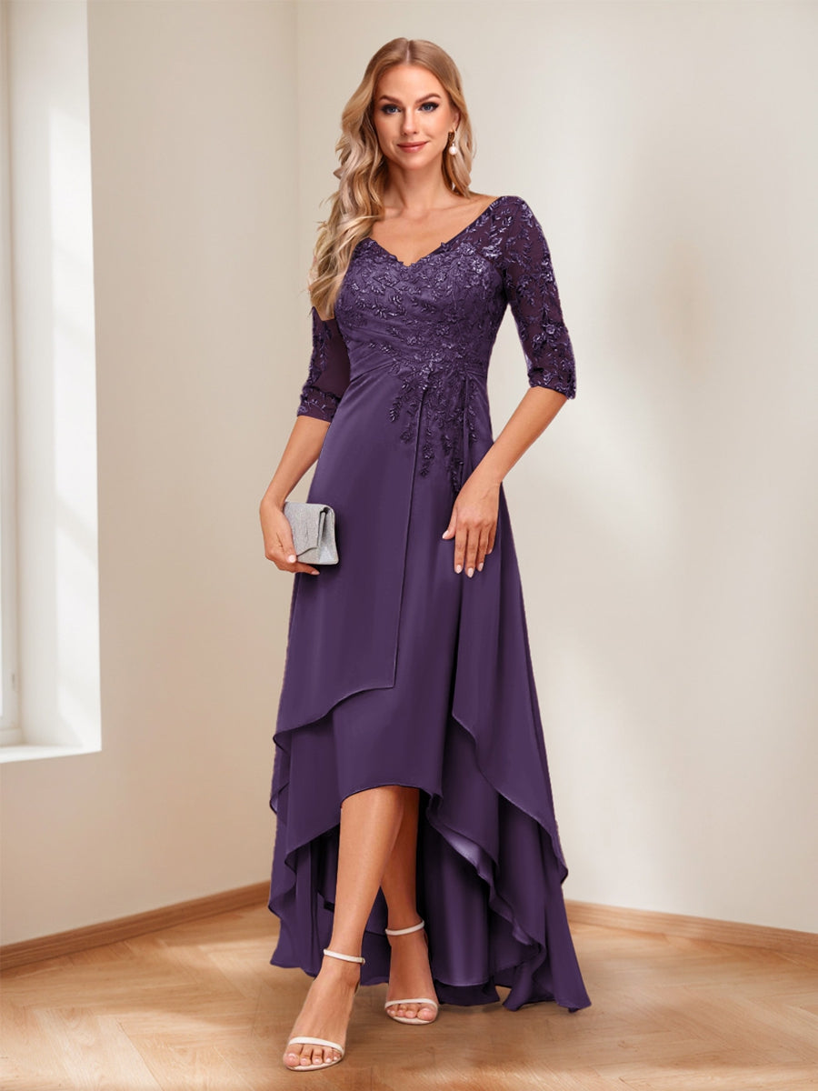 Aurelie grape front view mother of the bride dress