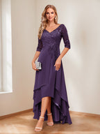 Aurelie grape front view mother of the bride dress