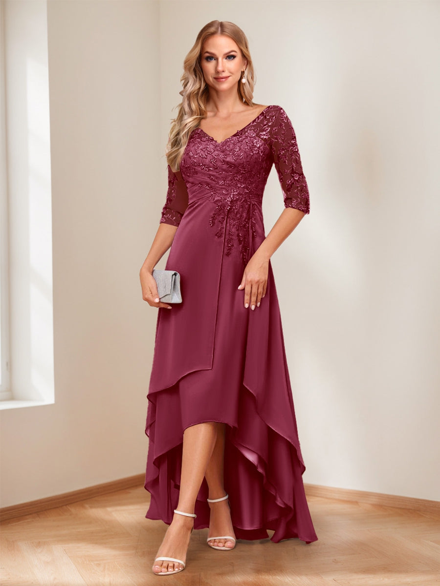 Aurelie burgundy alternate front view 2 mother of the bride dress