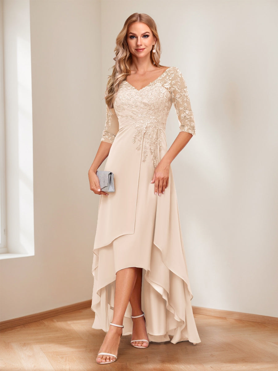 Aurelie champagne alternate front view 2 mother of the bride dress