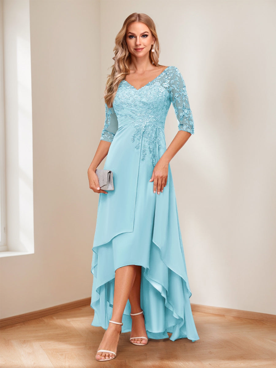 Aurelie sky blue alternate front view 2 mother of the bride dress