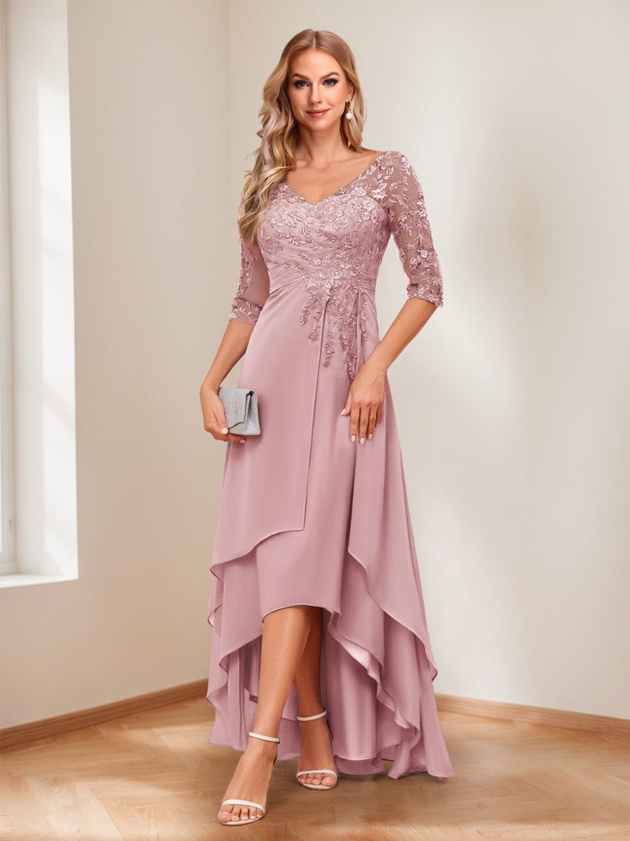 Aurelie mauve front view mother of the bride dress