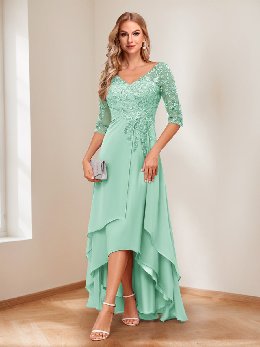 Aurelie mint green front view mother of the bride dress