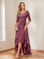 Aurelie plum front view mother of the bride dress