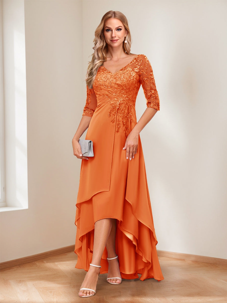 Aurelie orange front view mother of the bride dress