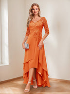 Aurelie orange front view mother of the bride dress