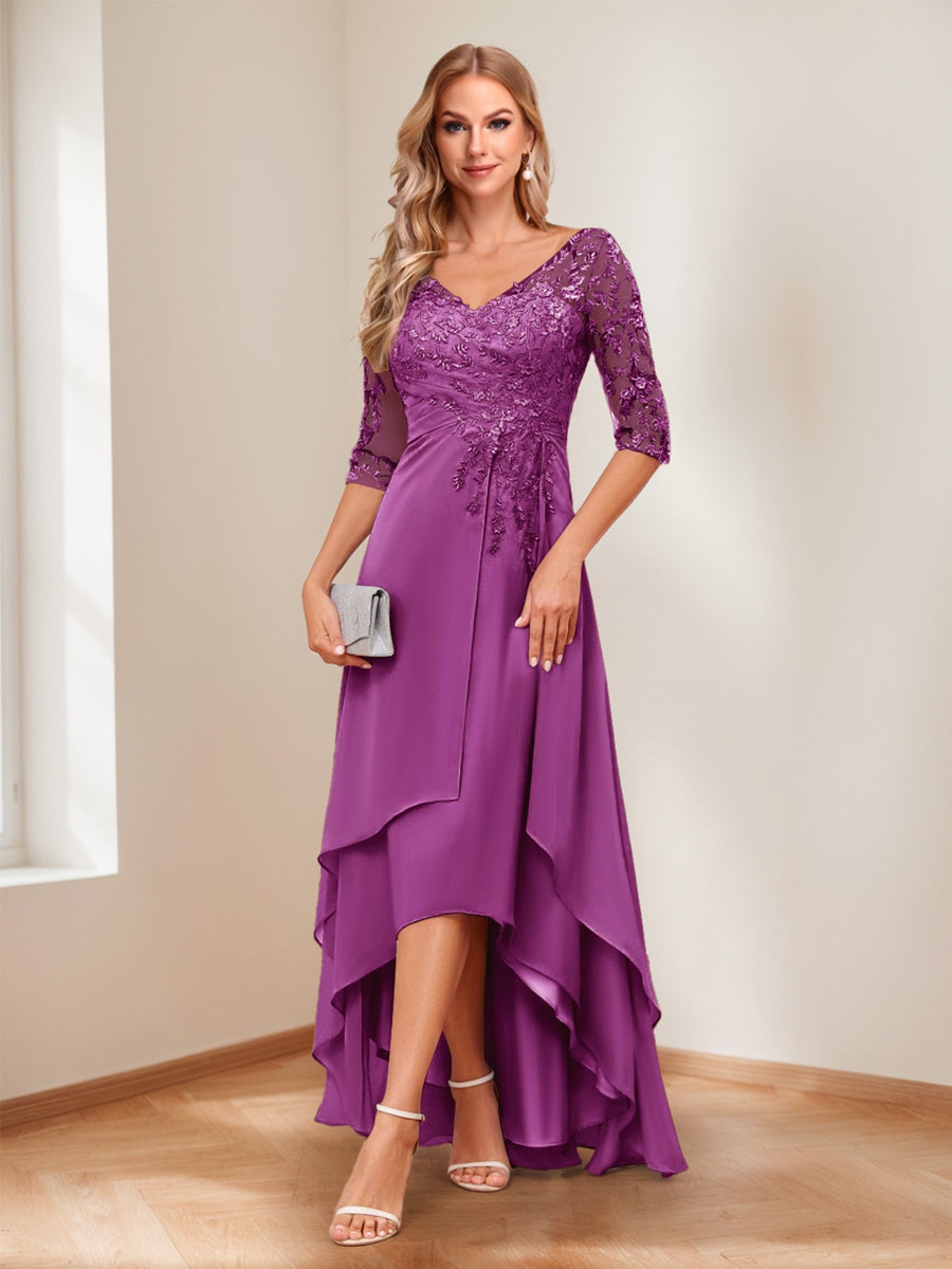 Aurelie orchid front view mother of the bride dress