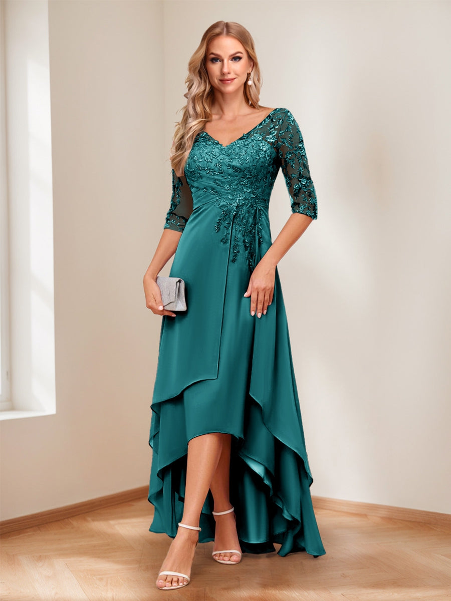 Aurelie peacock front view mother of the bride dress