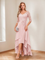 Aurelie pearl pink front view mother of the bride dress