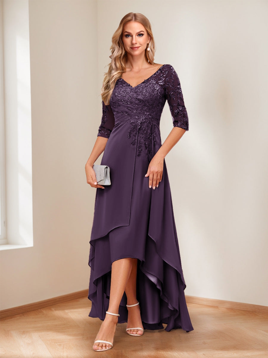 Aurelie plum alternate front view 2 mother of the bride dress