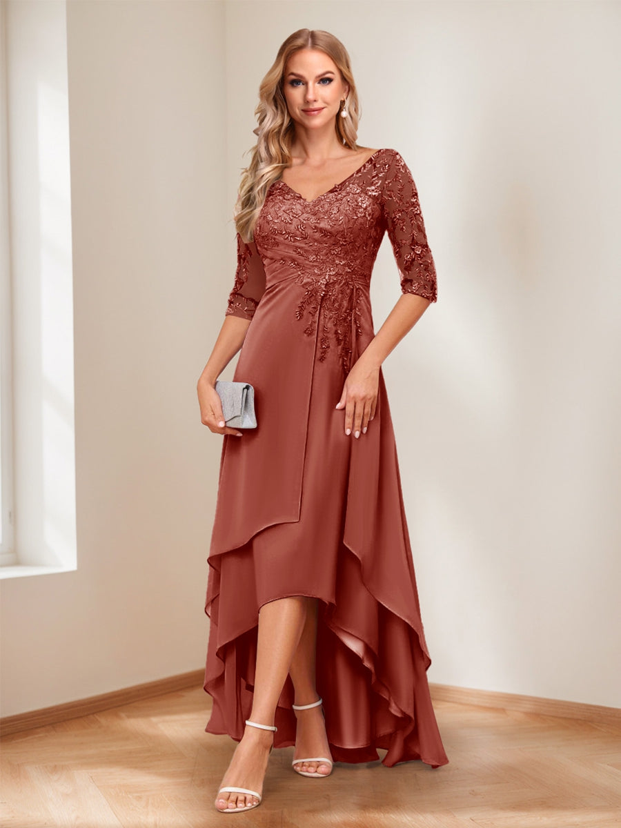 Aurelie rust front view mother of the bride dress
