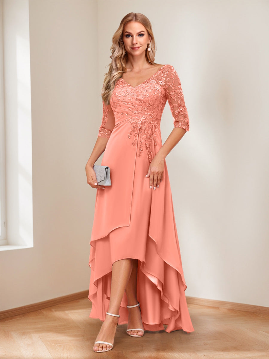 Aurelie coral alternate front view 2 mother of the bride dress