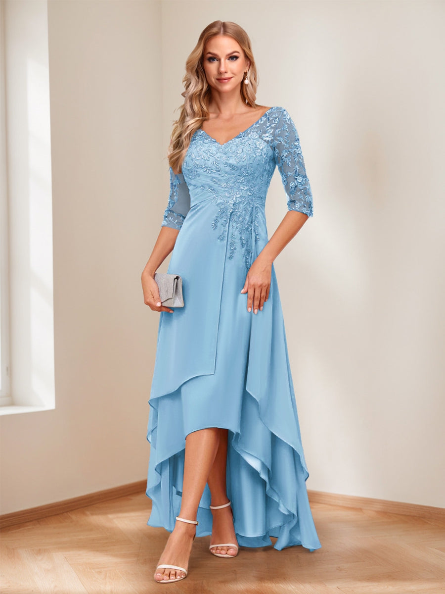 Aurelie sky blue alternate front view 3 mother of the bride dress