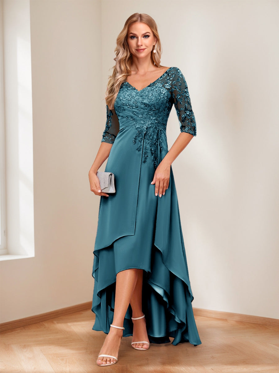Aurelie teal front view mother of the bride dress