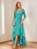 Aurelie turquoise front view mother of the bride dress