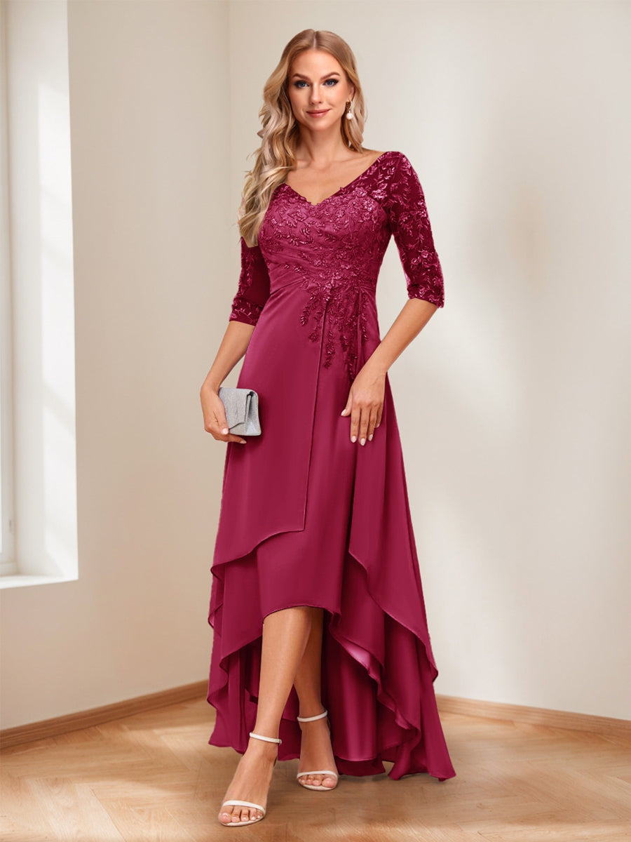Aurelie burgundy alternate front view 3 mother of the bride dress