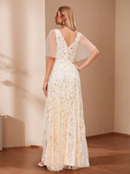 Kelsey Rose Champagne back view mother of the bride dress