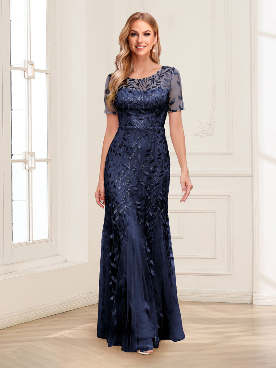 Kira Claire Navy Blue front view mother of the bride dress