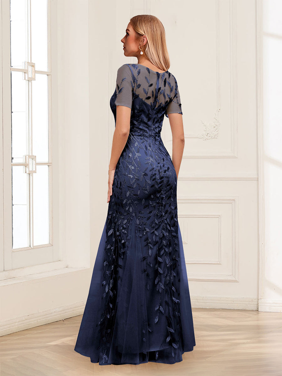 Kira Claire Navy Blue back view mother of the bride dress