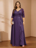 Zara June Grape front view mother of the bride dress