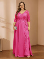Zara June Hot Pink front view mother of the bride dress
