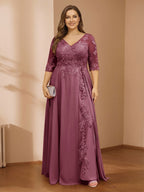 Zara June Plum front view mother of the bride dress