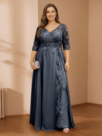 Zara June Navy Blue front view mother of the bride dress