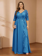 Zara June Ocean Blue front view mother of the bride dress