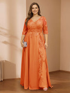 Zara June Orange front view mother of the bride dress